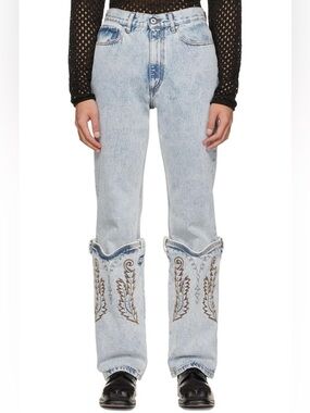 Y/Project SSENSE Exclusive Blue Cowboy Cuff Jeans Size 30 NWT! $785